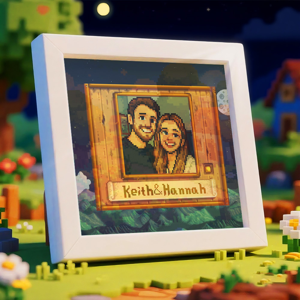 Personalisierter Pixel Art Fotorahmen, Personalisiertes Paarportrait - DePhotoBoxer