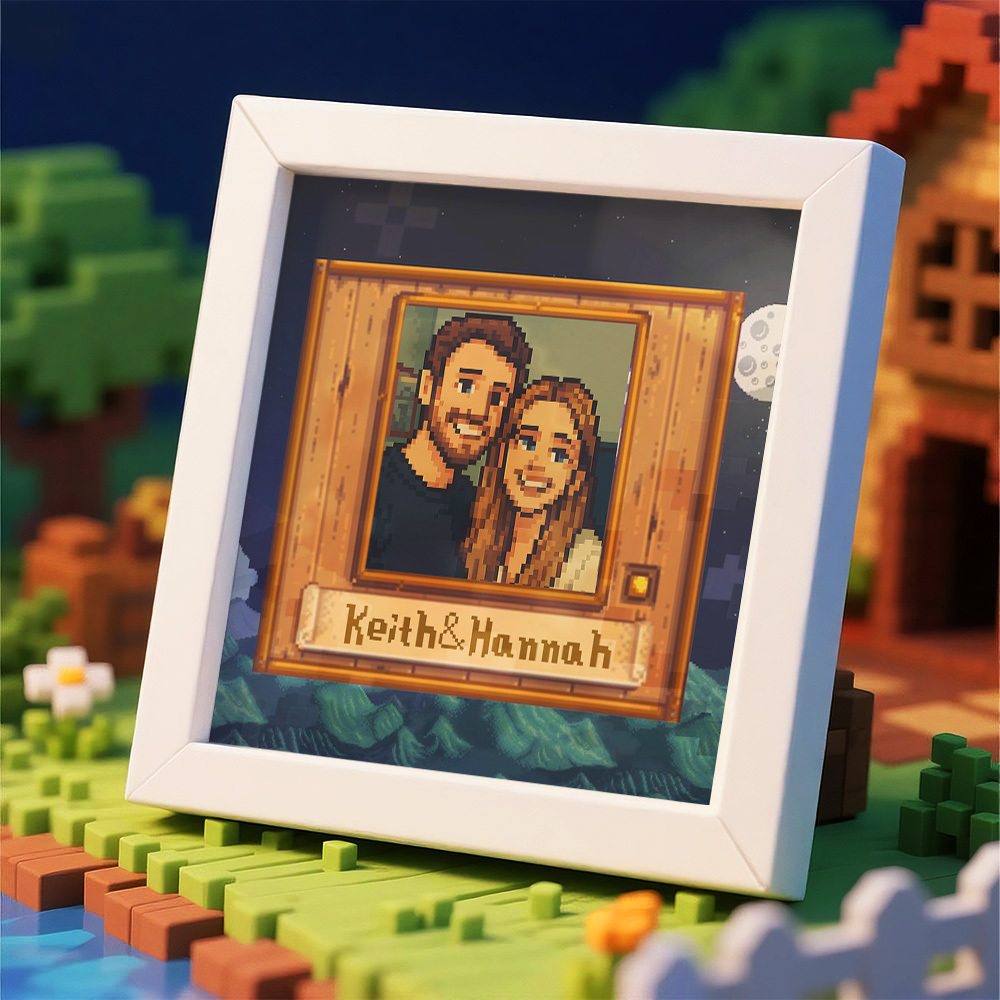 Personalisierter Pixel Art Fotorahmen, Personalisiertes Paarportrait - DePhotoBoxer