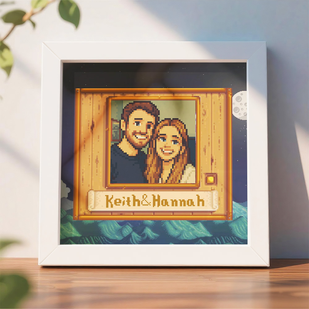 Personalisierter Pixel Art Fotorahmen, Personalisiertes Paarportrait - DePhotoBoxer