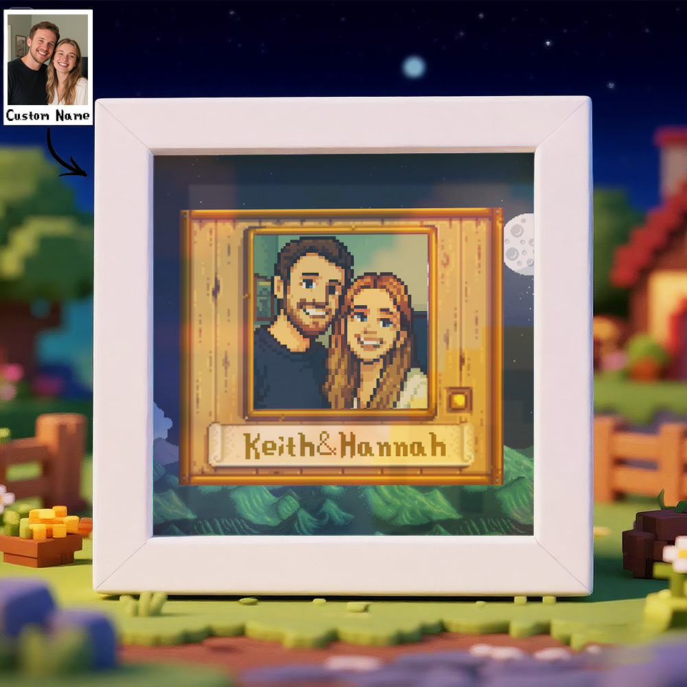 Personalisierter Pixel Art Fotorahmen, Personalisiertes Paarportrait - DePhotoBoxer