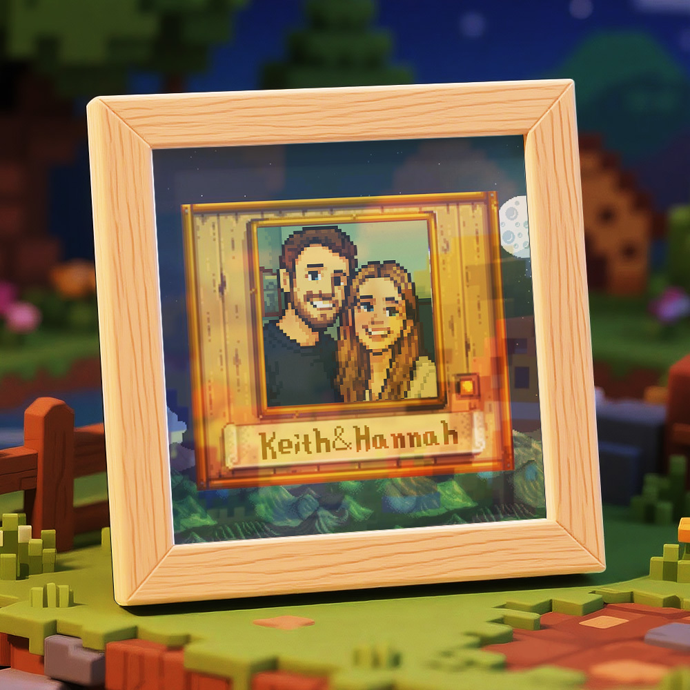 Personalisierter Pixel Art Fotorahmen, Personalisiertes Paarportrait - DePhotoBoxer