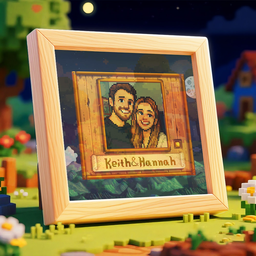 Personalisierter Pixel Art Fotorahmen, Personalisiertes Paarportrait - DePhotoBoxer