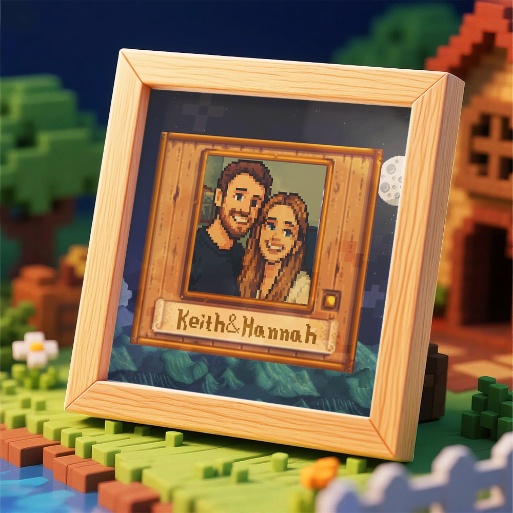 Personalisierter Pixel Art Fotorahmen, Personalisiertes Paarportrait - DePhotoBoxer