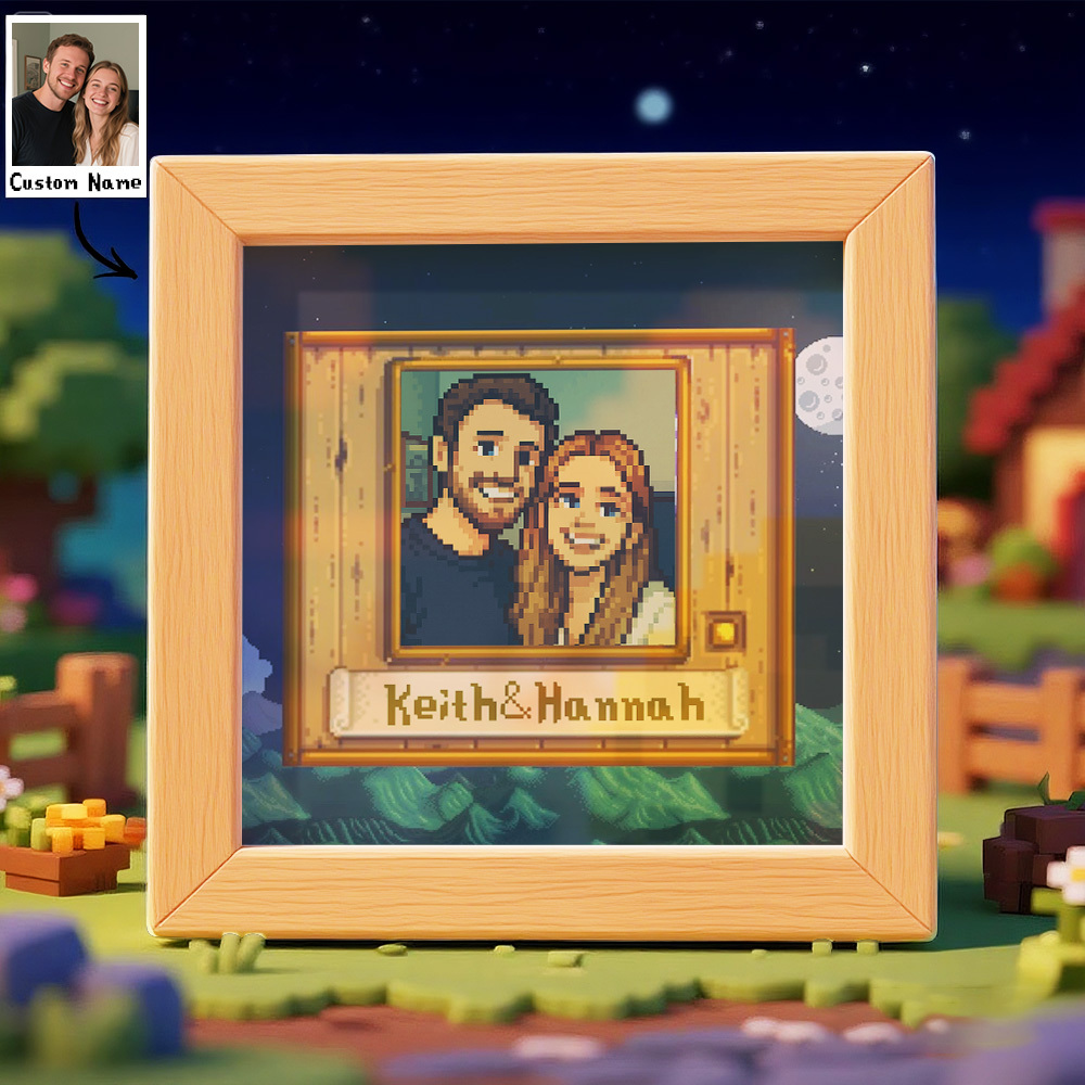 Personalisierter Pixel Art Fotorahmen, Personalisiertes Paarportrait - DePhotoBoxer