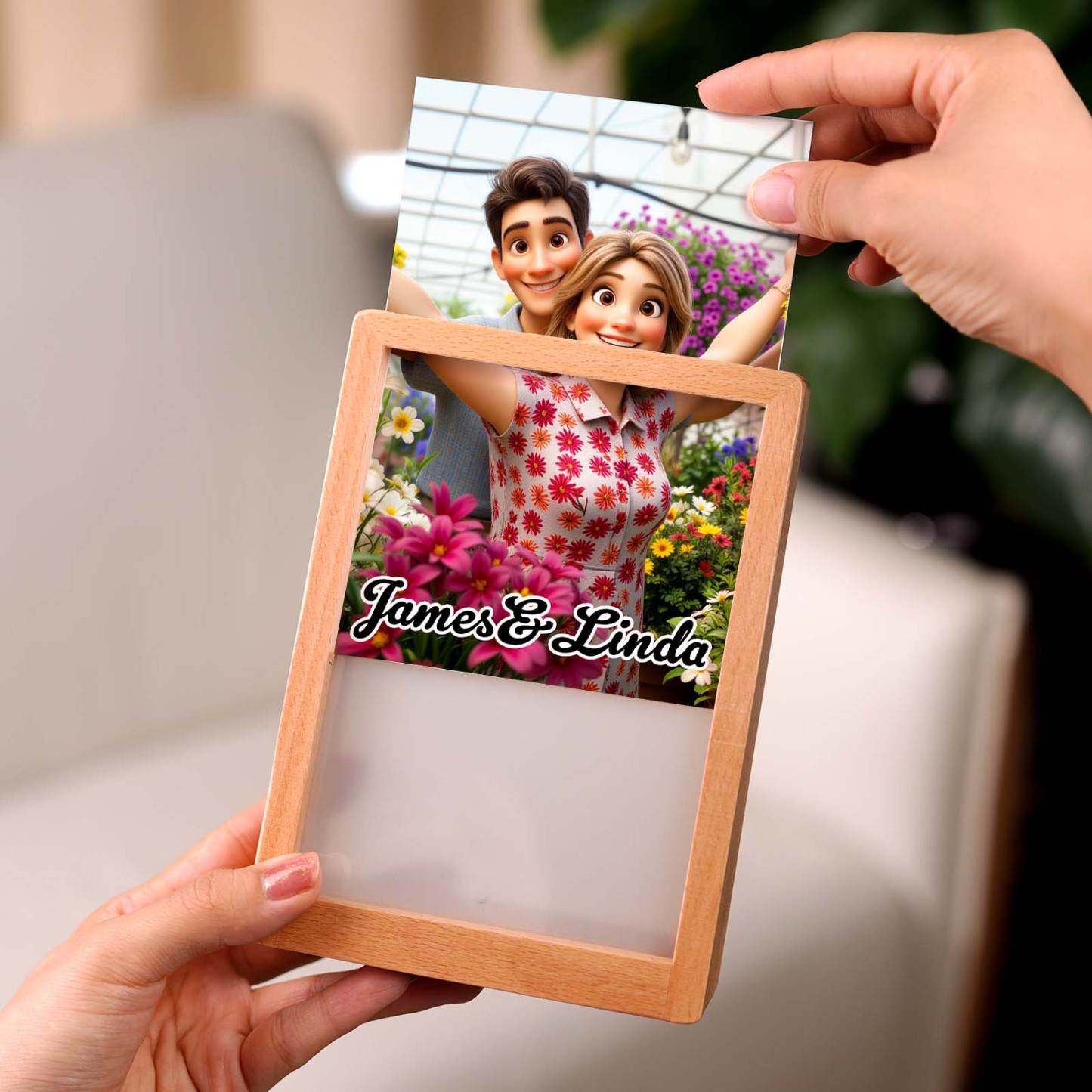 Personalisierter Cartoon-Porträtrahmen Individuelle Portraitfotos Im Pixar-stil, Cartoon-paar-portrait, Familienportrait