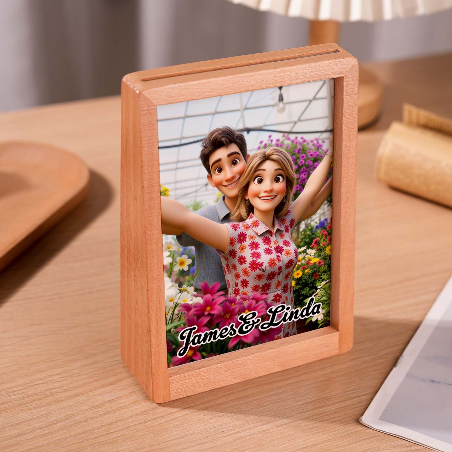 Personalisierter Cartoon-Porträtrahmen Individuelle Portraitfotos Im Pixar-stil, Cartoon-paar-portrait, Familienportrait