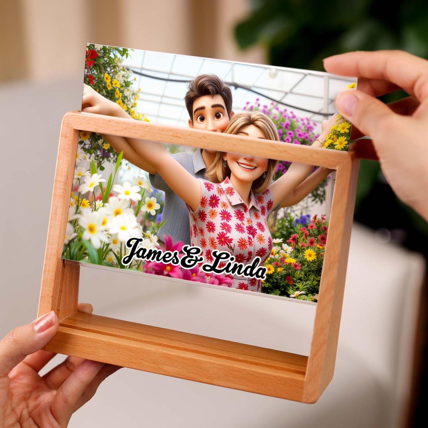 Personalisierter Cartoon-Porträtrahmen Individuelle Portraitfotos Im Pixar-stil, Cartoon-paar-portrait, Familienportrait