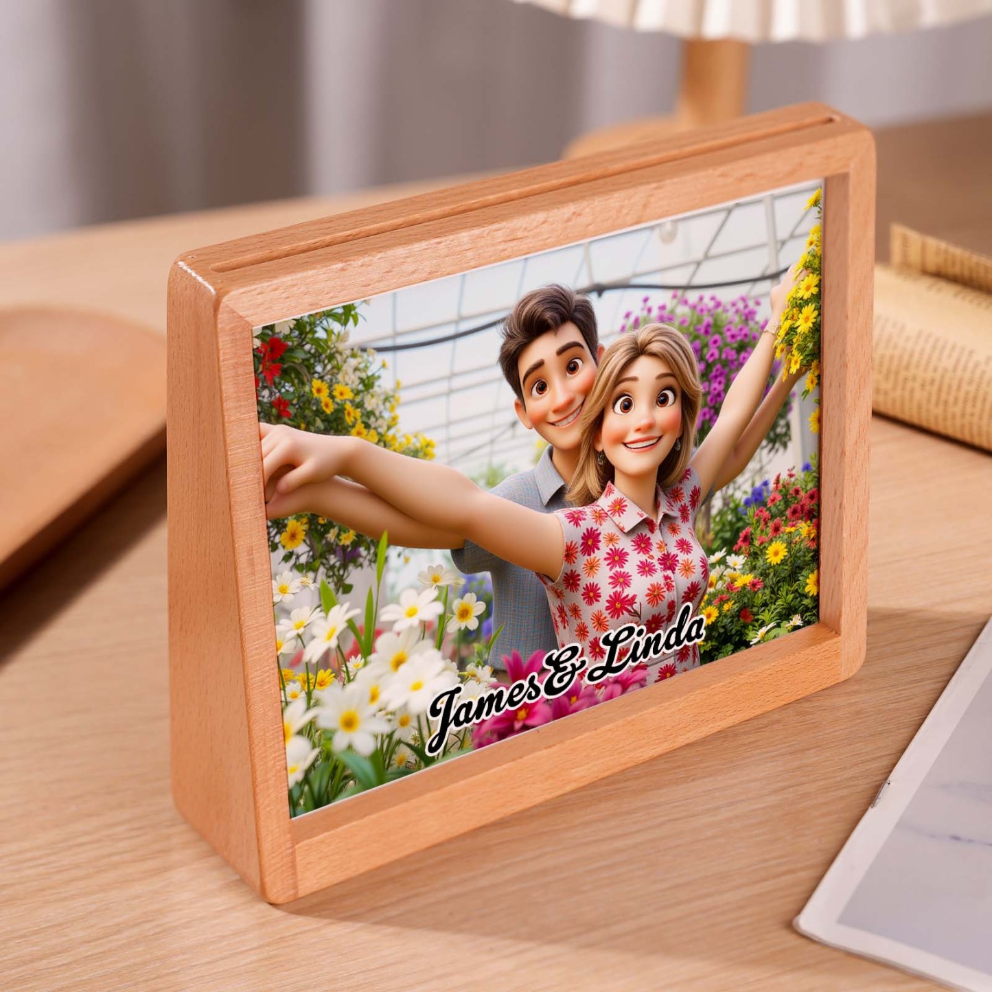 Personalisierter Cartoon-Porträtrahmen Individuelle Portraitfotos Im Pixar-stil, Cartoon-paar-portrait, Familienportrait