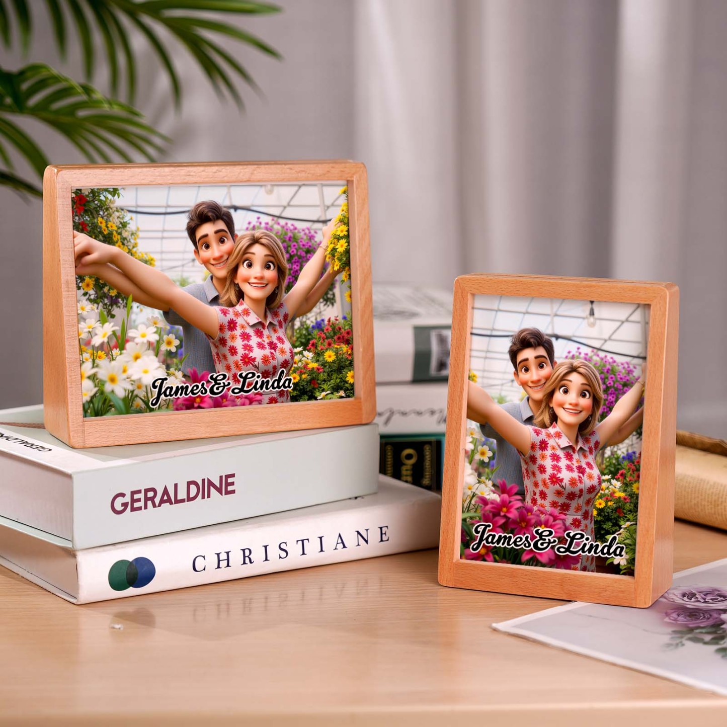 Personalisierter Cartoon-Porträtrahmen Individuelle Portraitfotos Im Pixar-stil, Cartoon-paar-portrait, Familienportrait