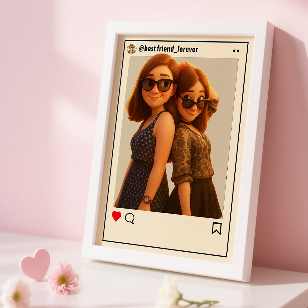 Personalisierter Cartoon-Portrait-Fotorahmen Fotorahmen im Instagram-Stil als Geschenk zum Hochzeitstag und Geburtstag