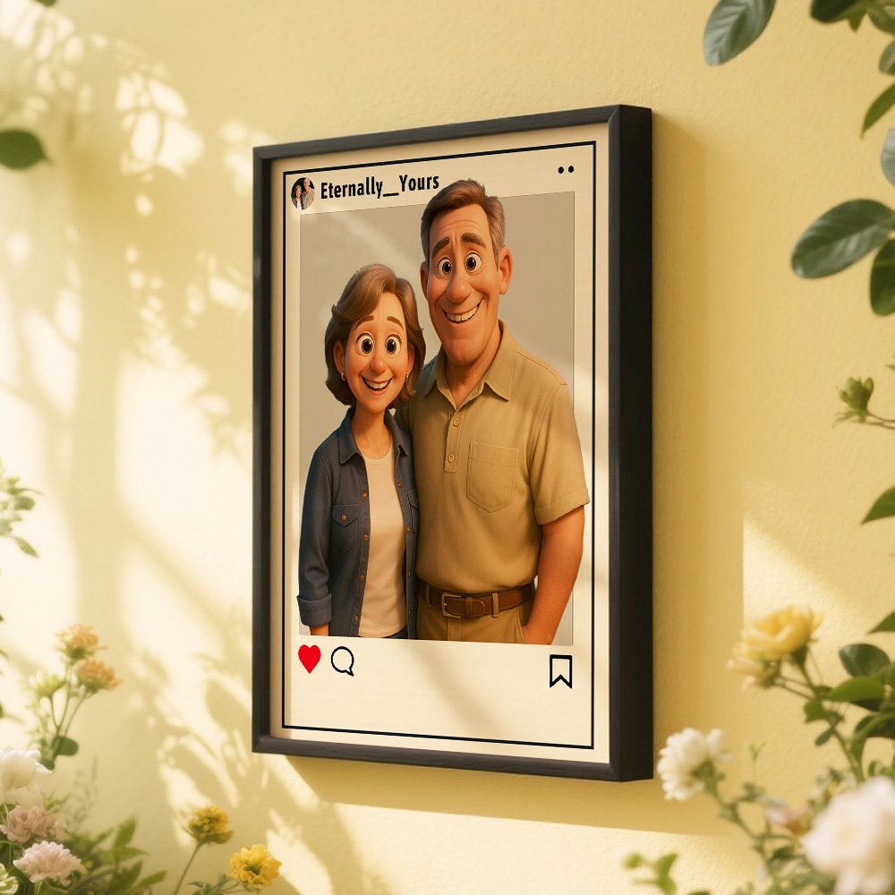 Personalisierter Cartoon-Portrait-Fotorahmen Fotorahmen im Instagram-Stil als Geschenk zum Hochzeitstag und Geburtstag