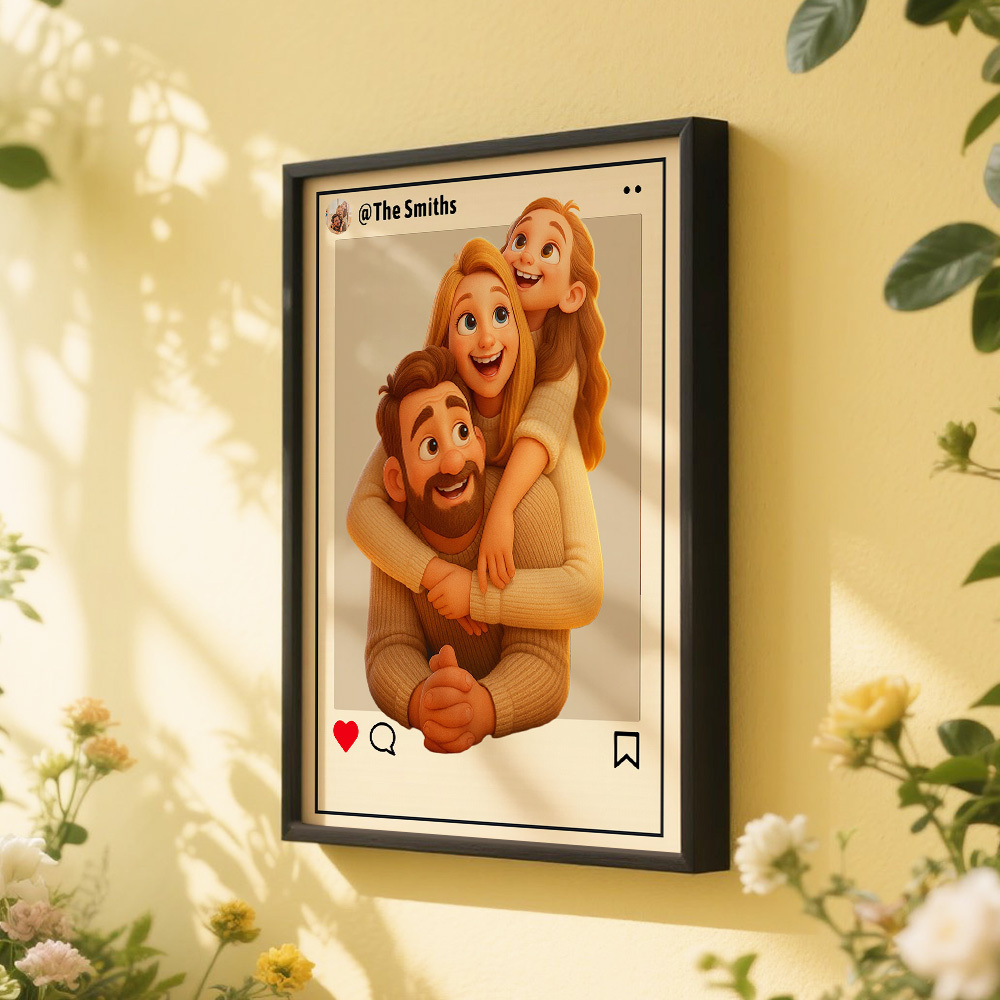Personalisierter Cartoon-Portrait-Fotorahmen Fotorahmen im Instagram-Stil als Geschenk zum Hochzeitstag und Geburtstag