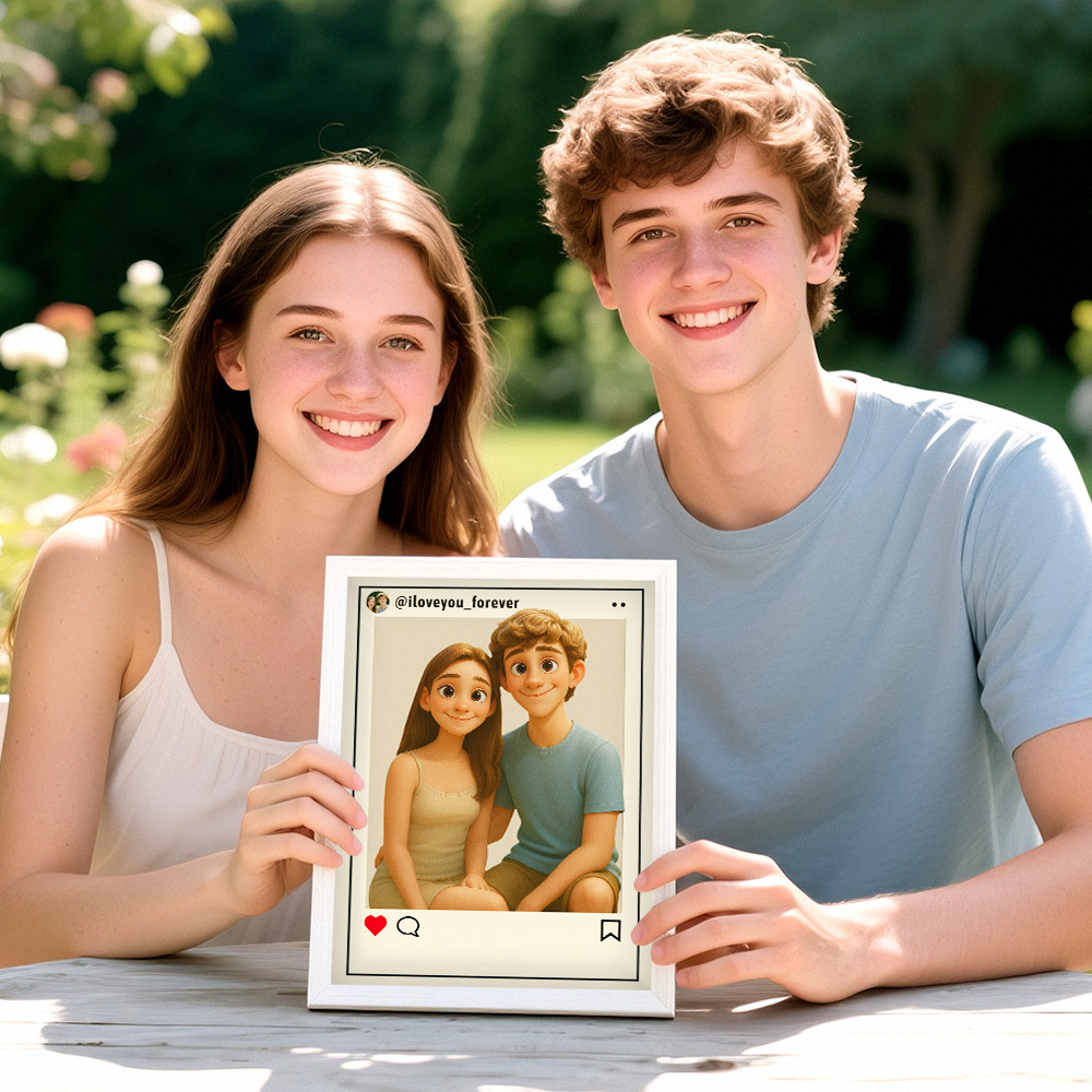 Personalisierter Cartoon-Portrait-Fotorahmen Fotorahmen im Instagram-Stil als Geschenk zum Hochzeitstag und Geburtstag