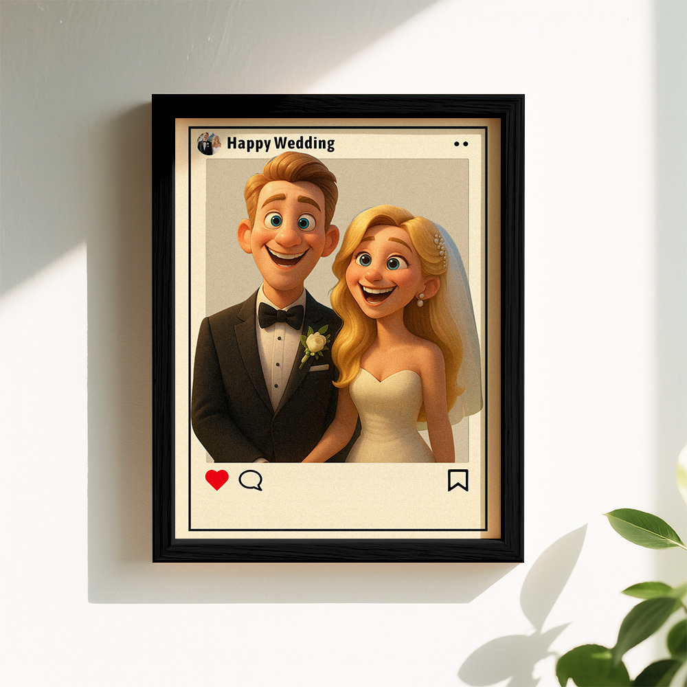Personalisierter Cartoon-Portrait-Fotorahmen Fotorahmen im Instagram-Stil als Geschenk zum Hochzeitstag und Geburtstag