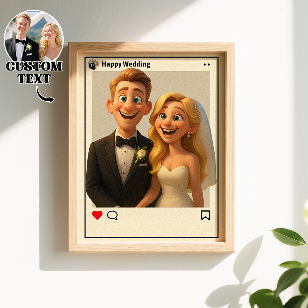 Personalisierter Cartoon-Portrait-Fotorahmen Fotorahmen im Instagram-Stil als Geschenk zum Hochzeitstag und Geburtstag