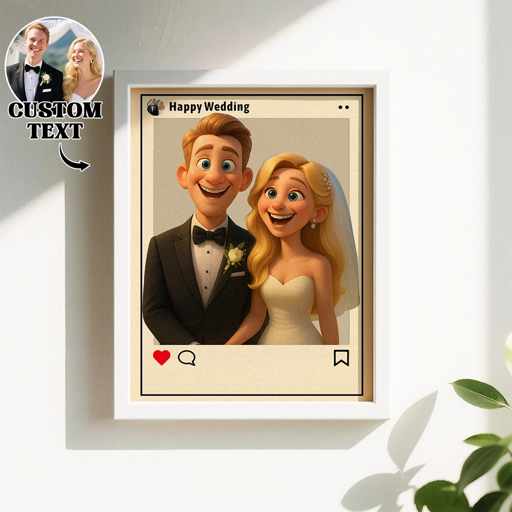 Personalisierter Cartoon-Portrait-Fotorahmen Fotorahmen im Instagram-Stil als Geschenk zum Hochzeitstag und Geburtstag
