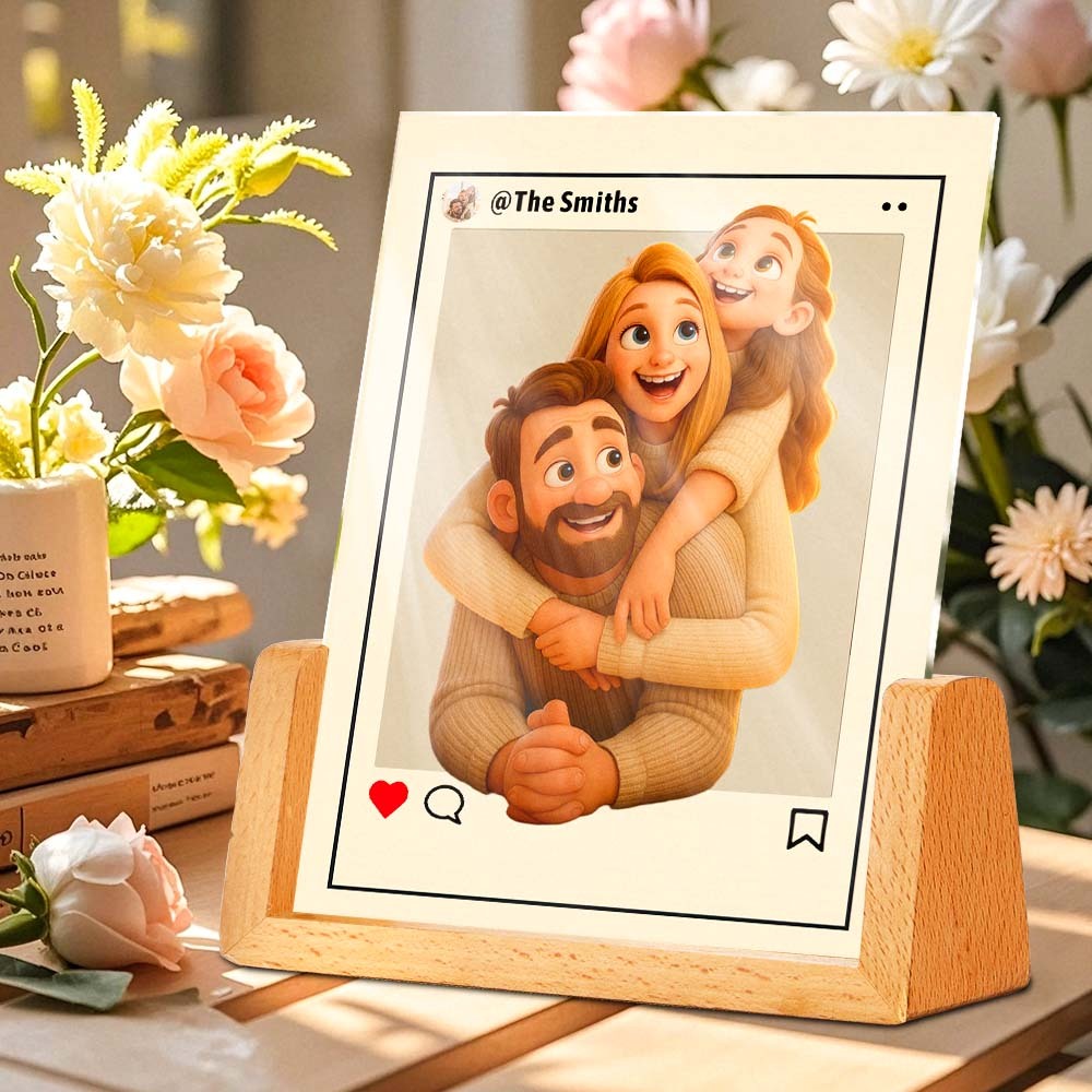 Benutzerdefiniertes Cartoon-portrait-nachtlicht, Personalisierter Fotorahmen, Led-lampe Für Einzigartige Heimdekoration, Personalisiertes Cartoon-foto-nachtlicht Im Instagram-stil, Das Beste Geschenk Zum Hochzeitstag, Geburtstag - DePhotoBoxer