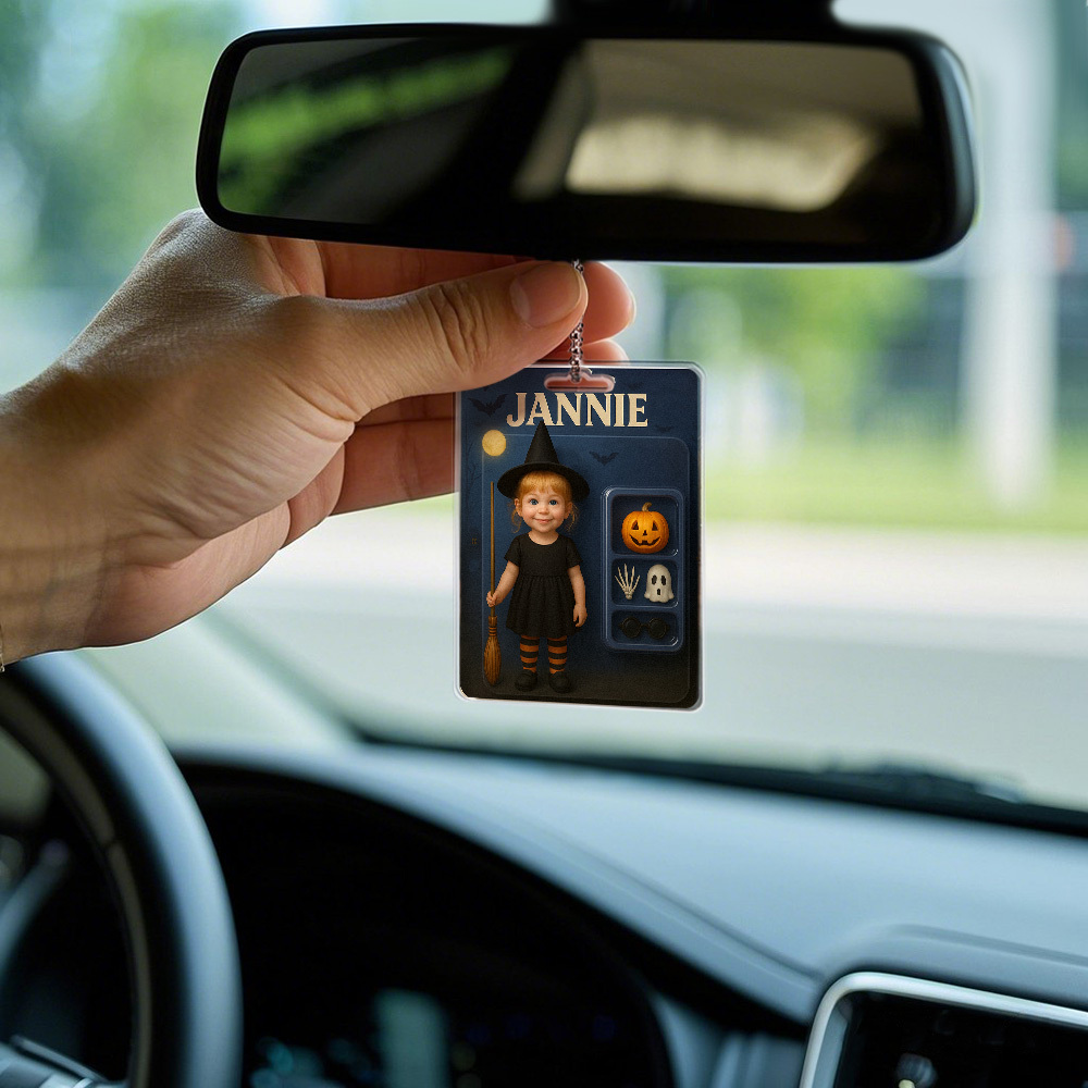 Benutzerdefinierte 3d-effekt Actionfigur Pack Verpackung Personalisierte Acryl Schädel Hexe Auto Aufhänger Geschenk Für Halloween - DePhotoBoxer