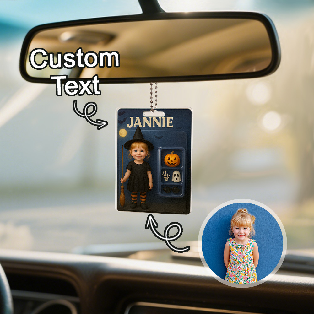 Benutzerdefinierte 3d-effekt Actionfigur Pack Verpackung Personalisierte Acryl Schädel Hexe Auto Aufhänger Geschenk Für Halloween - DePhotoBoxer