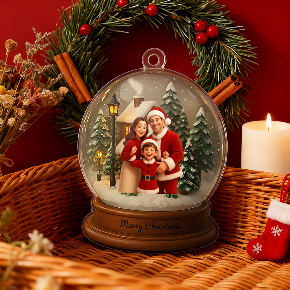 Personalisierte Weihnachtsschneekugel Mit Cartoon-motiven – Das Beste Weihnachtsgeschenk Für Familie, Paare Und Verliebte - DePhotoBoxer