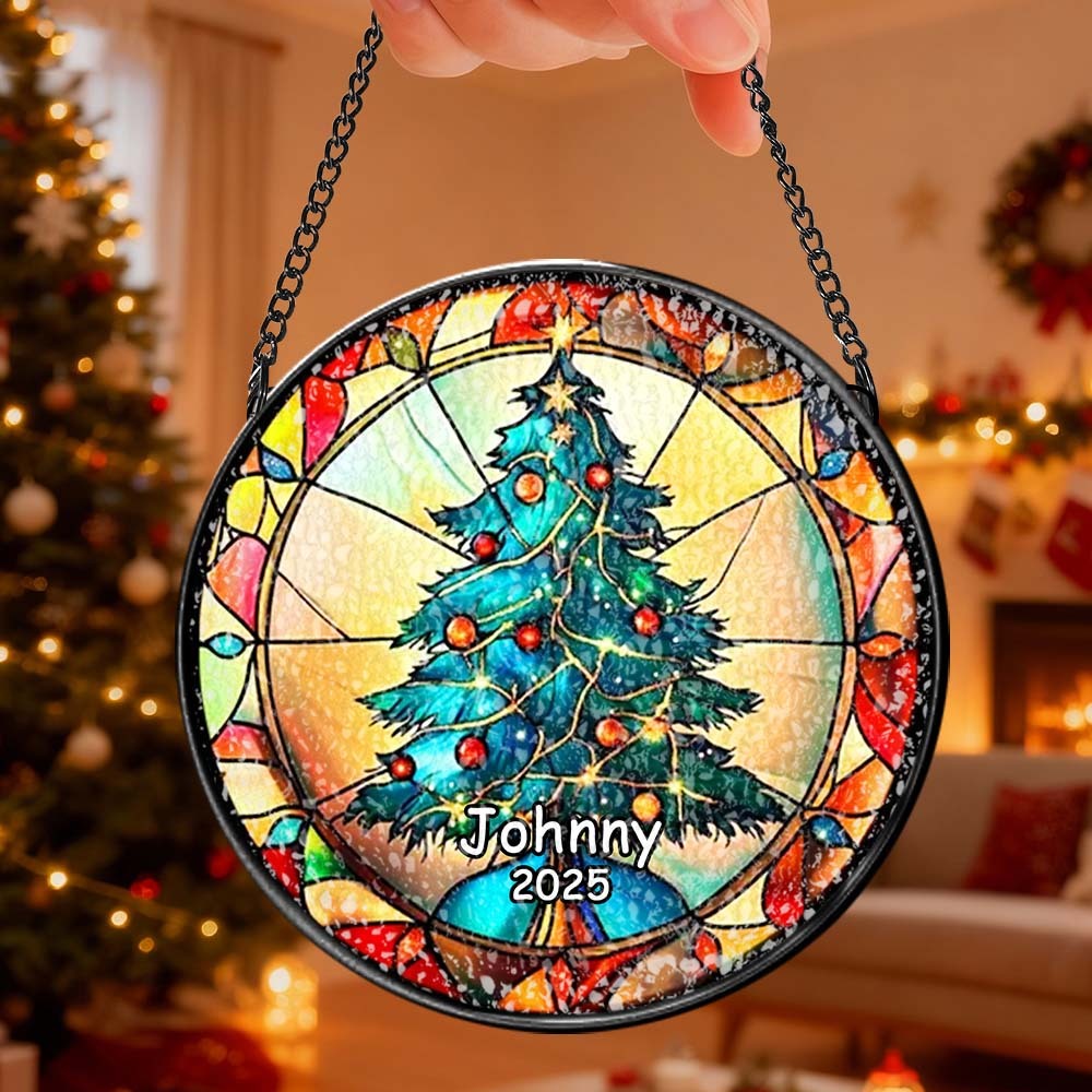 Personalisierter Weihnachtsbaumschmuck Aus Buntglas, Handgefertigter Weihnachtsschmuck Mit Namen, Hochwertiges Wasserglas, Weihnachtsgeschenk - DePhotoBoxer