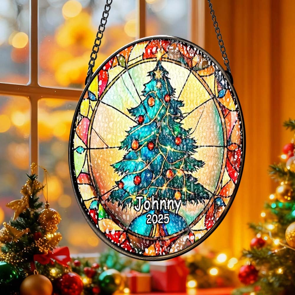 Personalisierter Weihnachtsbaumschmuck Aus Buntglas, Handgefertigter Weihnachtsschmuck Mit Namen, Hochwertiges Wasserglas, Weihnachtsgeschenk - DePhotoBoxer