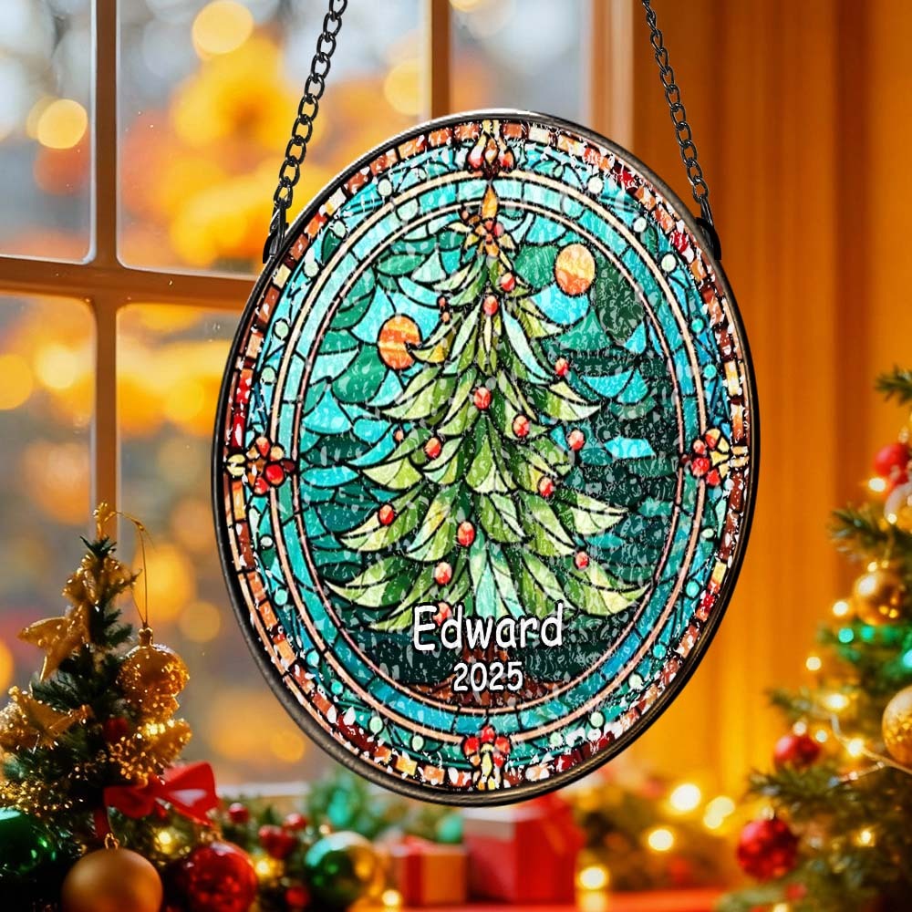 Personalisierter Weihnachtsbaumschmuck Aus Buntglas, Handgefertigter Weihnachtsschmuck Mit Namen, Hochwertiges Wasserglas, Weihnachtsgeschenk - DePhotoBoxer