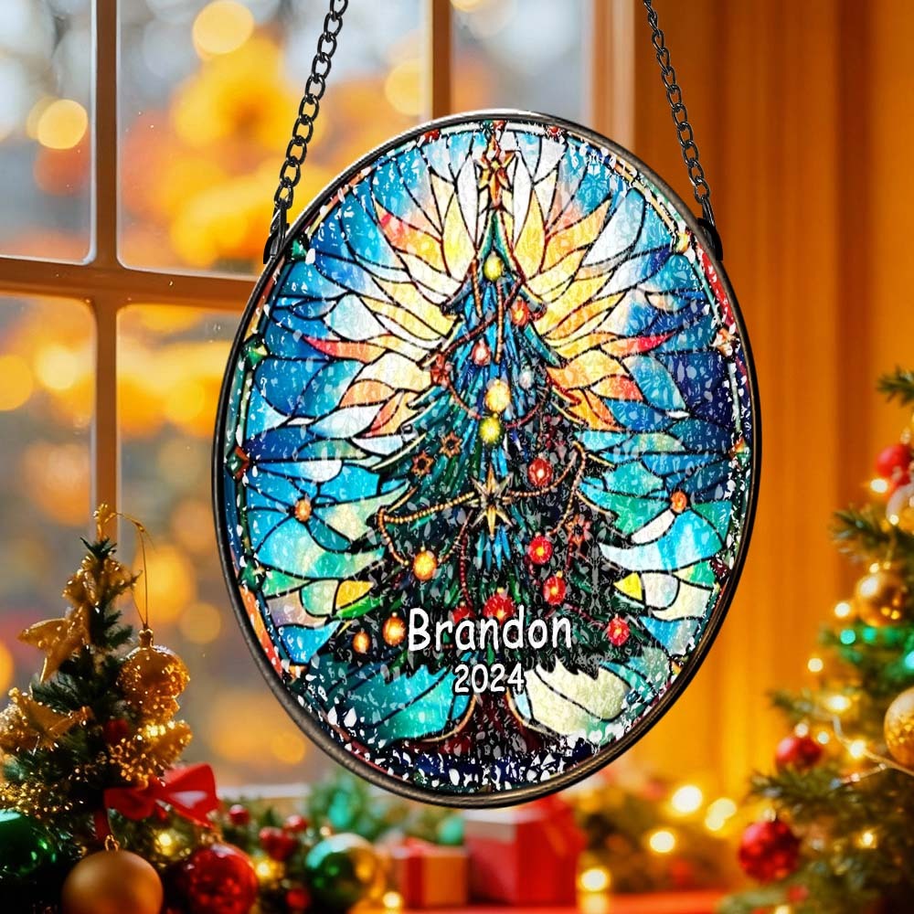 Personalisierter Weihnachtsbaumschmuck Aus Buntglas, Handgefertigter Weihnachtsschmuck Mit Namen, Hochwertiges Wasserglas, Weihnachtsgeschenk - DePhotoBoxer