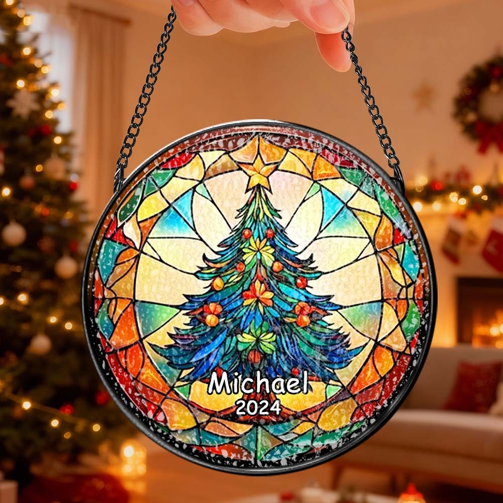Personalisierter Weihnachtsbaumschmuck Aus Buntglas, Handgefertigter Weihnachtsschmuck Mit Namen, Hochwertiges Wasserglas, Weihnachtsgeschenk - DePhotoBoxer