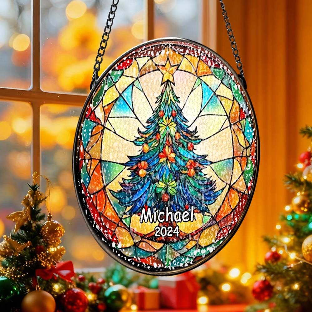 Personalisierter Weihnachtsbaumschmuck Aus Buntglas, Handgefertigter Weihnachtsschmuck Mit Namen, Hochwertiges Wasserglas, Weihnachtsgeschenk - DePhotoBoxer
