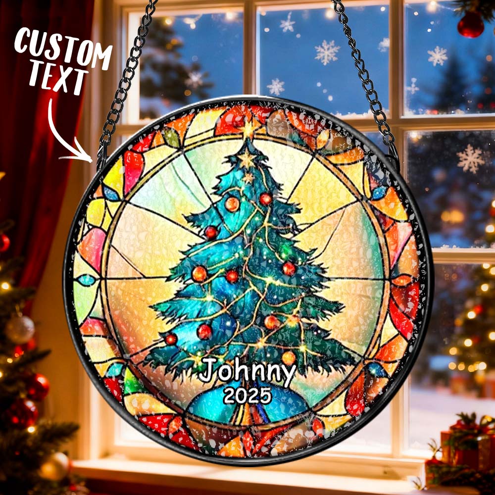 Personalisierter Weihnachtsbaumschmuck Aus Buntglas, Handgefertigter Weihnachtsschmuck Mit Namen, Hochwertiges Wasserglas, Weihnachtsgeschenk
