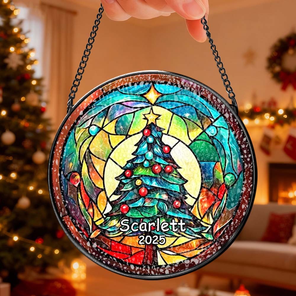 Personalisierter Weihnachtsbaumschmuck Aus Buntglas, Handgefertigter Weihnachtsschmuck Mit Namen, Hochwertiges Wasserglas, Weihnachtsgeschenk - DePhotoBoxer