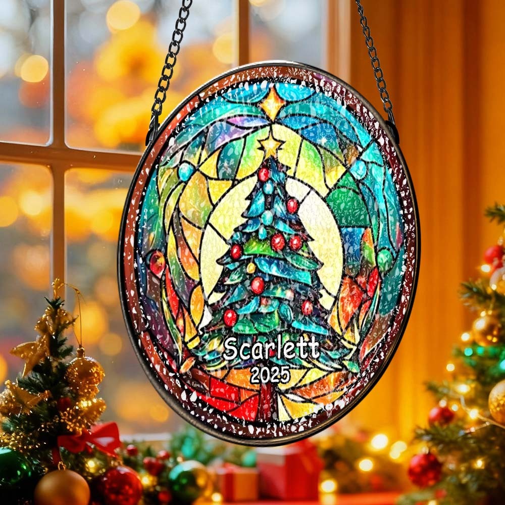 Personalisierter Weihnachtsbaumschmuck Aus Buntglas, Handgefertigter Weihnachtsschmuck Mit Namen, Hochwertiges Wasserglas, Weihnachtsgeschenk - DePhotoBoxer
