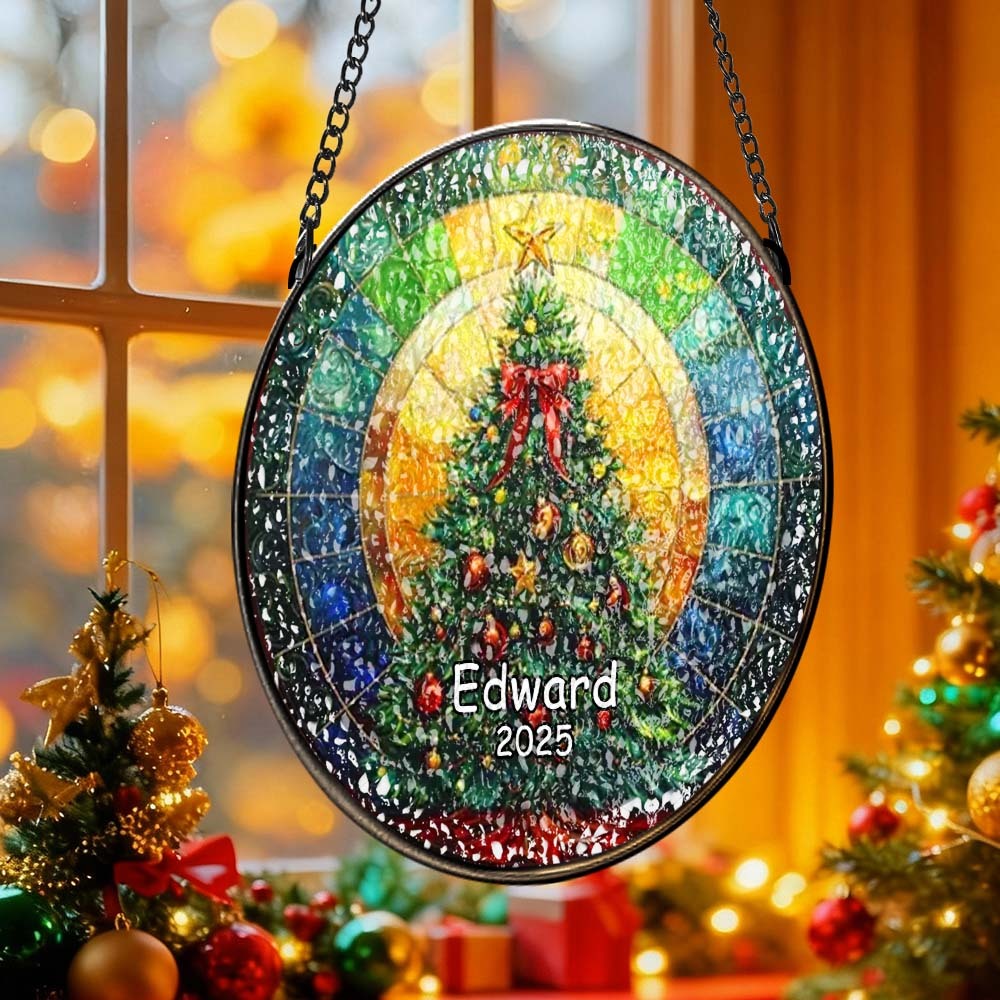 Personalisierter Weihnachtsbaumschmuck Aus Buntglas, Handgefertigter Weihnachtsschmuck Mit Namen, Hochwertiges Wasserglas, Weihnachtsgeschenk - DePhotoBoxer