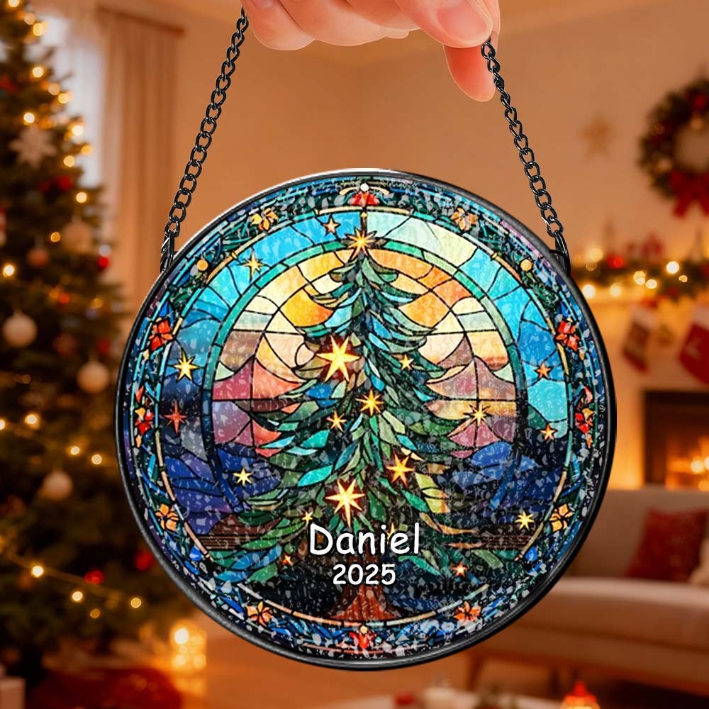 Personalisierter Weihnachtsbaumschmuck Aus Buntglas, Handgefertigter Weihnachtsschmuck Mit Namen, Hochwertiges Wasserglas, Weihnachtsgeschenk - DePhotoBoxer