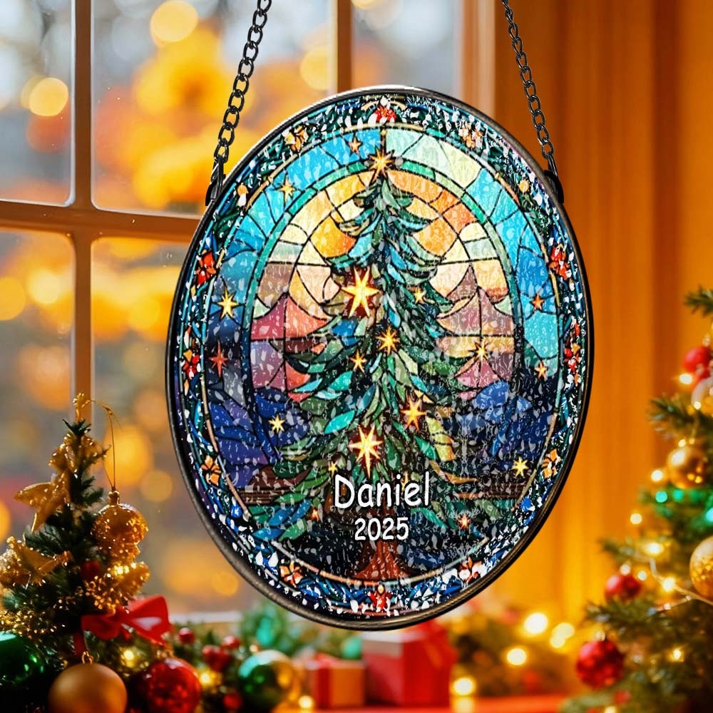 Personalisierter Weihnachtsbaumschmuck Aus Buntglas, Handgefertigter Weihnachtsschmuck Mit Namen, Hochwertiges Wasserglas, Weihnachtsgeschenk - DePhotoBoxer