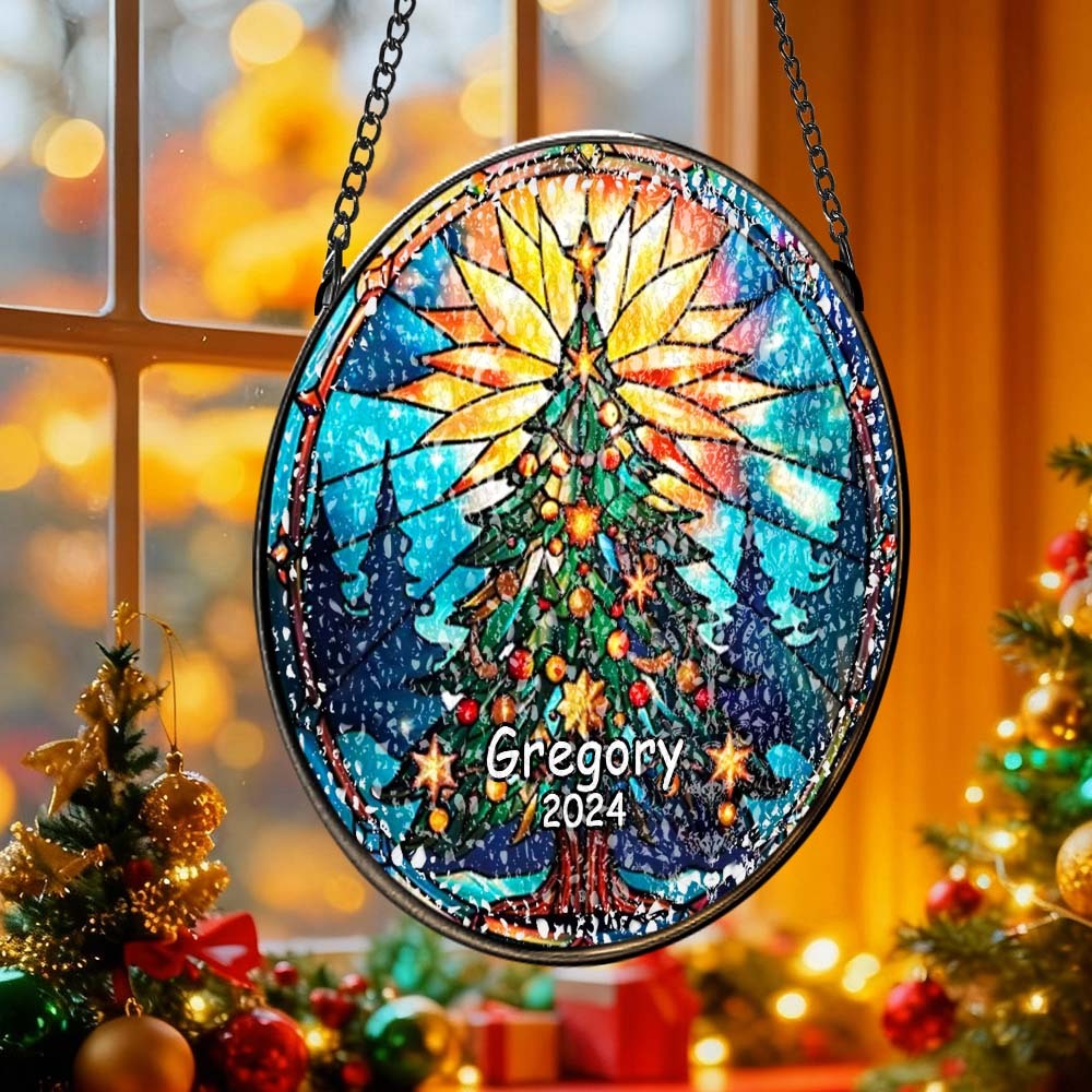 Personalisierter Weihnachtsbaumschmuck Aus Buntglas, Handgefertigter Weihnachtsschmuck Mit Namen, Hochwertiges Wasserglas, Weihnachtsgeschenk - DePhotoBoxer