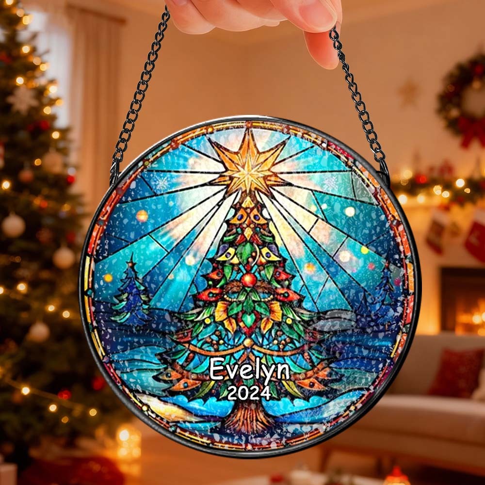 Personalisierter Weihnachtsbaumschmuck Aus Buntglas, Handgefertigter Weihnachtsschmuck Mit Namen, Hochwertiges Wasserglas, Weihnachtsgeschenk - DePhotoBoxer