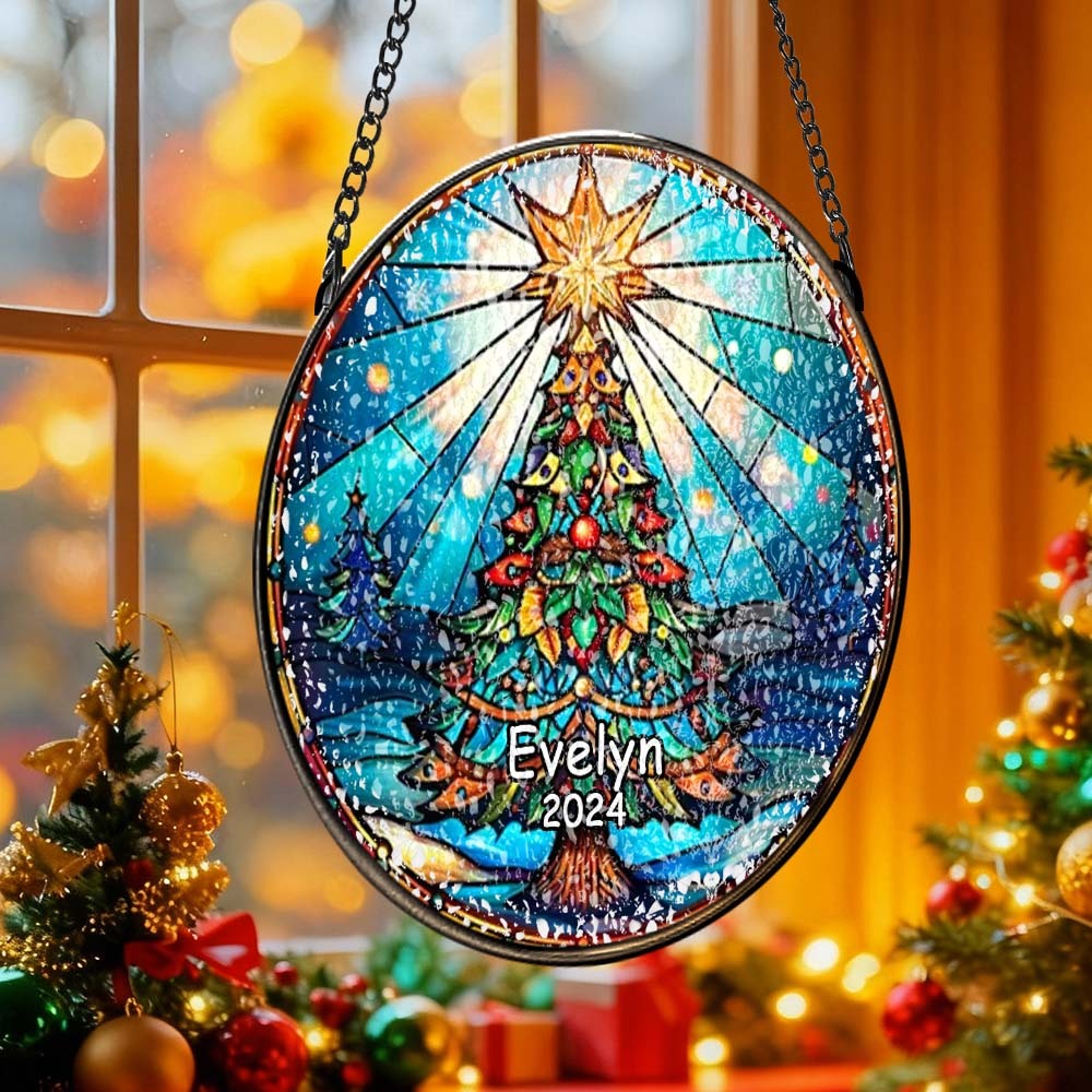 Personalisierter Weihnachtsbaumschmuck Aus Buntglas, Handgefertigter Weihnachtsschmuck Mit Namen, Hochwertiges Wasserglas, Weihnachtsgeschenk - DePhotoBoxer