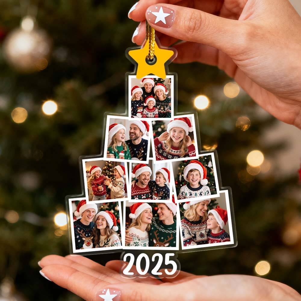 Personalisiertes Familienfoto-ornament, Acryl-weihnachtsbaumform Für Die Familie, Das Beste Weihnachtsgeschenk Für Familienmitglieder
