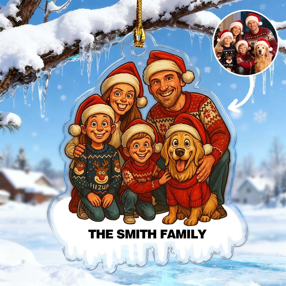 Personalisiertes Lustiges Comic-stil Foto Acryl Ornament Geschenk Für Familie