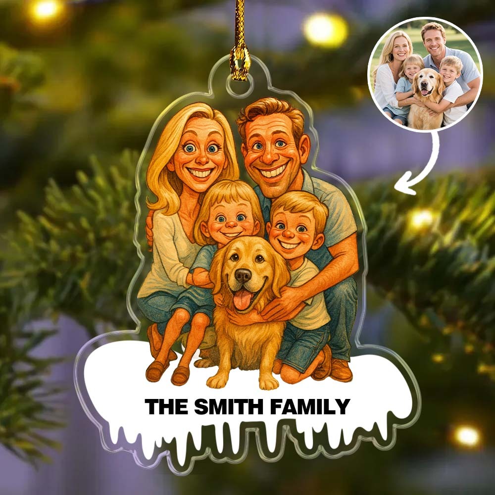 Personalisiertes Lustiges Comic-stil Foto Acryl Ornament Geschenk Für Familie