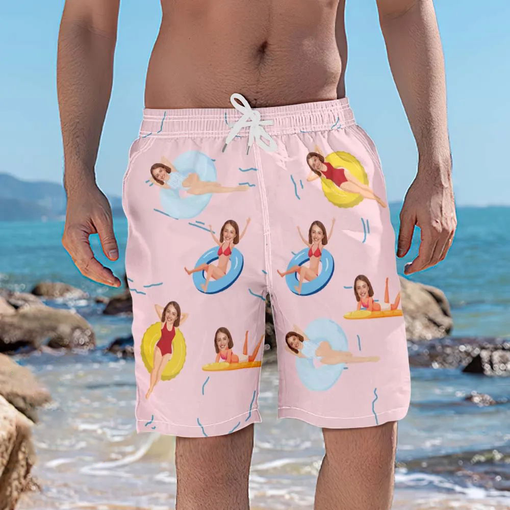Personalisierte Strand Shorts für Männer Sommer Zeit Custom Face Swim Trunks