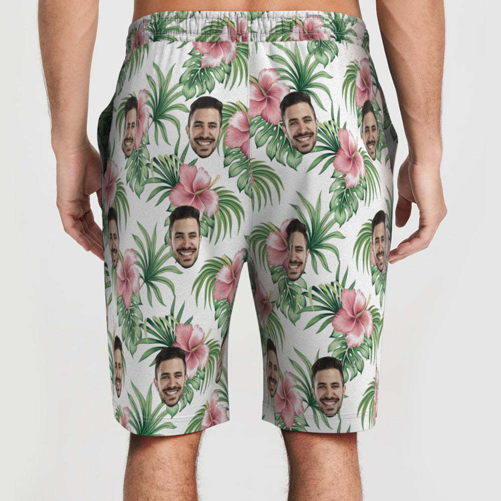 Strandshorts Mit Individuellem Gesicht, Personalisiertes Foto, Tropische Aloha-badehose, Urlaubsparty-geschenk - DePhotoBoxer