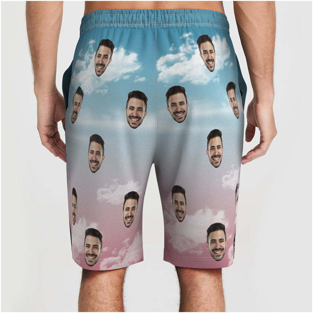 Strandshorts Mit Individuellem Gesicht, Personalisiertes Foto, Kokosnussbaum-ansicht, Badehose, Urlaub, Party, Geschenk - DePhotoBoxer