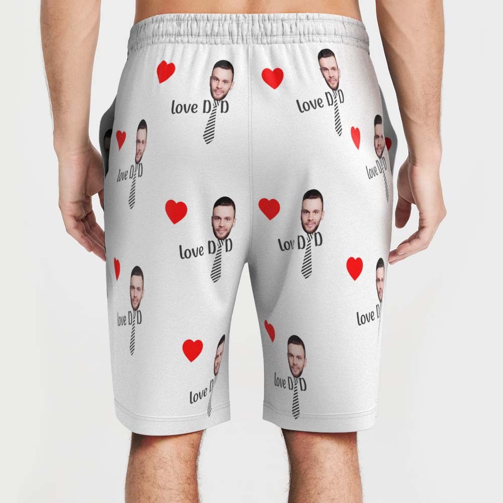 Custom Face Love Dad Beach Short, Personalisierte Foto-badehose Für Den Vatertag - DePhotoBoxer