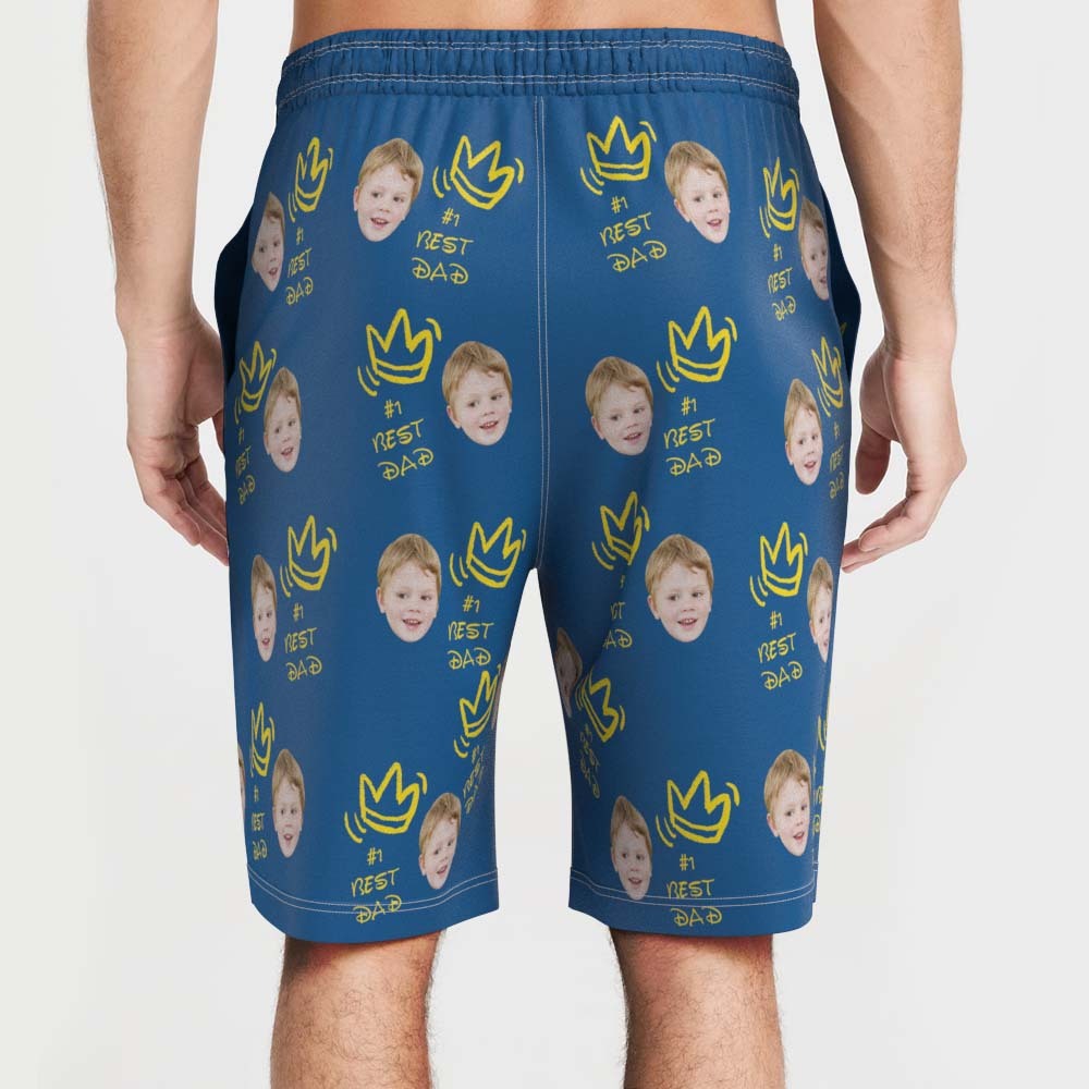 Strandshorts Mit Individuellem Gesicht, Personalisiertes Foto, Badehose Nr. 1, Bester Papa - DePhotoBoxer