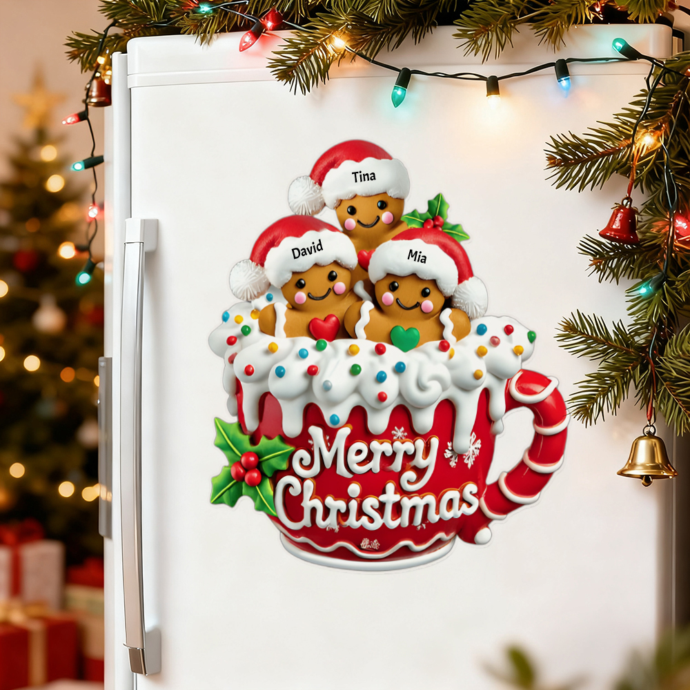 Frohe Weihnachten - Personalisierter Lebkuchenfamilien-aufkleber - DePhotoBoxer