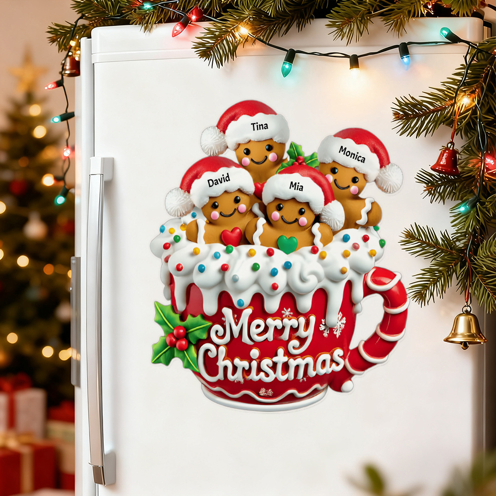 Frohe Weihnachten - Personalisierter Lebkuchenfamilien-aufkleber - DePhotoBoxer