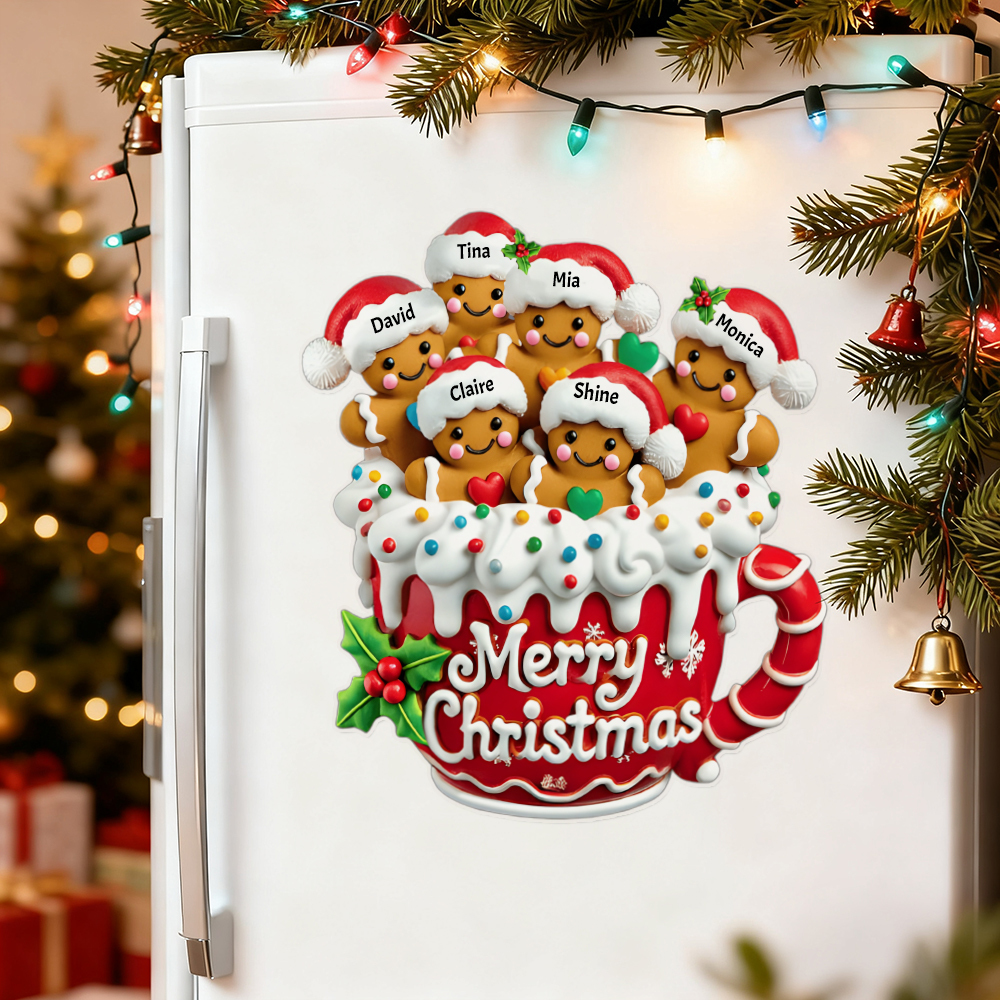Frohe Weihnachten - Personalisierter Lebkuchenfamilien-aufkleber - DePhotoBoxer
